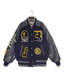 A BATHING APE（ア ベイシング エイプ）の古着「Patch Varsity Jacket」｜ネイビー