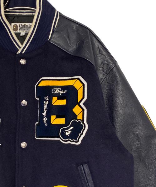 A BATHING APE（ア ベイシング エイプ）A BATHING APE (ア ベイシング エイプ) Patch Varsity Jacket ネイビー サイズ:Mの古着・服飾アイテム