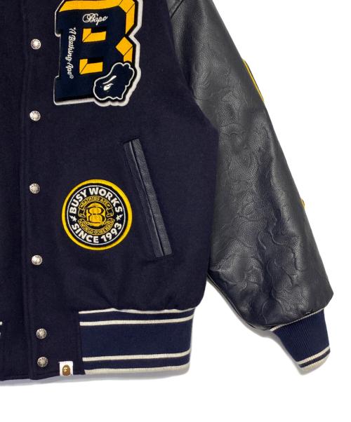 A BATHING APE（ア ベイシング エイプ）A BATHING APE (ア ベイシング エイプ) Patch Varsity Jacket ネイビー サイズ:Mの古着・服飾アイテム