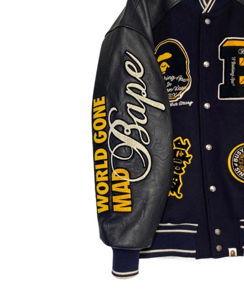 A BATHING APE（ア ベイシング エイプ）A BATHING APE (ア ベイシング エイプ) Patch Varsity Jacket ネイビー サイズ:Mの古着・服飾アイテム
