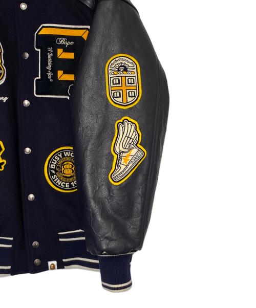 A BATHING APE（ア ベイシング エイプ）A BATHING APE (ア ベイシング エイプ) Patch Varsity Jacket ネイビー サイズ:Mの古着・服飾アイテム
