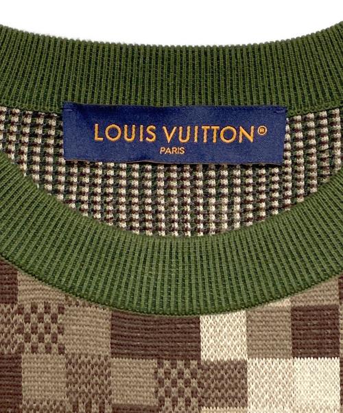 LOUIS VUITTON（ルイ ヴィトン）LOUIS VUITTON (ルイ ヴィトン) ダモフラージュ コットン ジャガード クルーネック ニット セーター オリーブ サイズ:Mの古着・服飾アイテム