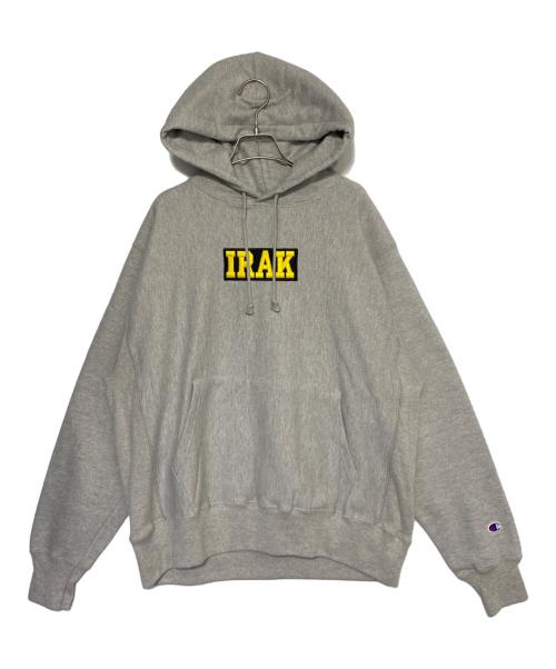 IRAK（アイラック）IRAK (アイラック) 刺繍ボックスロゴフーディ ライトグレー サイズ:Lの古着・服飾アイテム