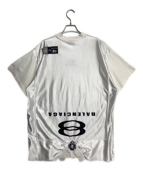BALENCIAGA（バレンシアガ）BALENCIAGA (バレンシアガ) バック切替 ロゴ刺繍スポーティ半袖Tシャツ ホワイト サイズ:Lの古着・服飾アイテム