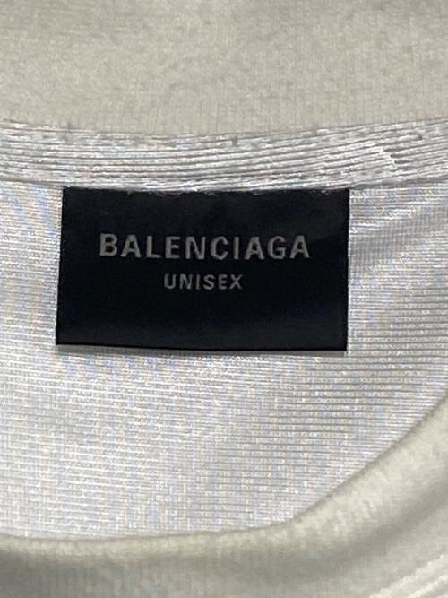 BALENCIAGA（バレンシアガ）BALENCIAGA (バレンシアガ) バック切替 ロゴ刺繍スポーティ半袖Tシャツ ホワイト サイズ:Lの古着・服飾アイテム