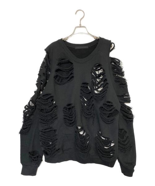 JUN/NAKAYAMA（ジュン ナカヤマ）JUN/NAKAYAMA (ジュン ナカヤマ) DISTRESSED CREWNECK ブラック サイズ:L/XLの古着・服飾アイテム