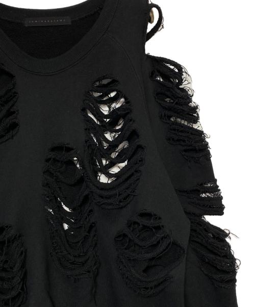 JUN/NAKAYAMA（ジュン ナカヤマ）JUN/NAKAYAMA (ジュン ナカヤマ) DISTRESSED CREWNECK ブラック サイズ:L/XLの古着・服飾アイテム