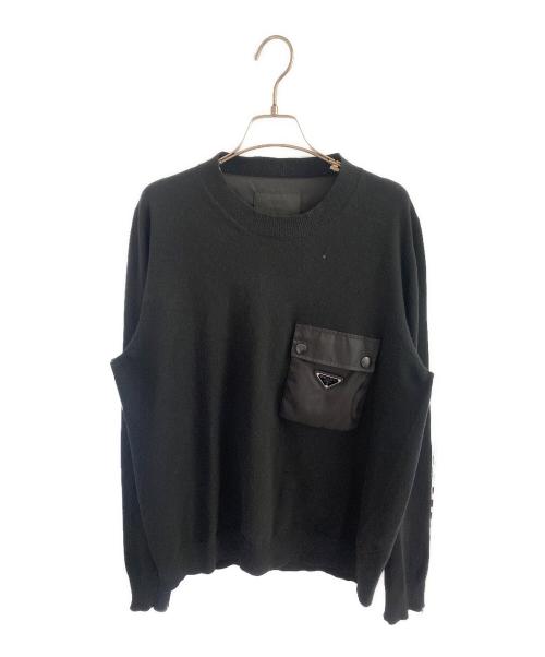 PRADA（プラダ）PRADA (プラダ) トライアングルプレートニット ブラック サイズ:50の古着・服飾アイテム