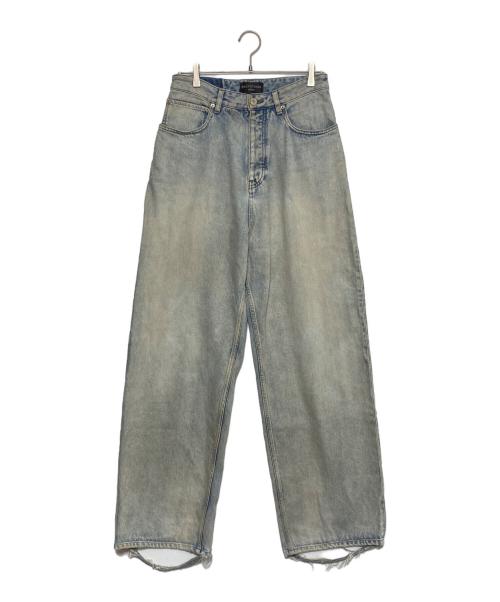 BALENCIAGA（バレンシアガ）BALENCIAGA (バレンシアガ) クラッシュ加工ウォッシュドワイドバギーデニムパンツ インディゴ サイズ:XXSの古着・服飾アイテム
