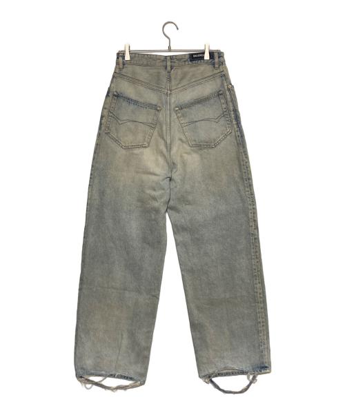 BALENCIAGA（バレンシアガ）BALENCIAGA (バレンシアガ) クラッシュ加工ウォッシュドワイドバギーデニムパンツ インディゴ サイズ:XXSの古着・服飾アイテム