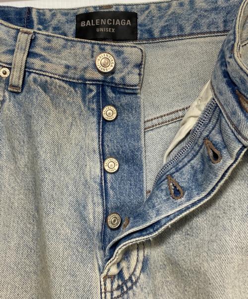 BALENCIAGA（バレンシアガ）BALENCIAGA (バレンシアガ) クラッシュ加工ウォッシュドワイドバギーデニムパンツ インディゴ サイズ:XXSの古着・服飾アイテム