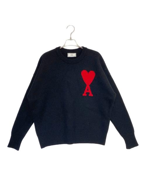 AMI Alexandre Mattiussi（アミアレクサンドルマテュッシ）AMI Alexandre Mattiussi (アミアレクサンドルマテュッシ) ハートロゴクルーネックセーター ブラック サイズ:Sの古着・服飾アイテム