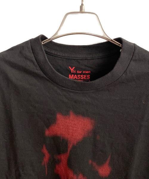 Y's for men（ワイズフォーメン）Y'S for men (ワイズフォーメン) MASSES (マシス) COTTON SINGLE PRINT ROUND NECK SHORT SLEEVE T ブラック サイズ:Lの古着・服飾アイテム