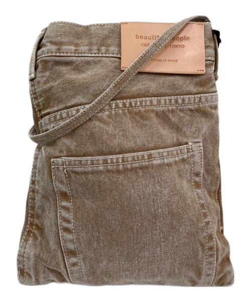 beautiful people（ビューティフルピープル）beautiful people (ビューティフルピープル) excerption denim bleached sacoche ベージュの古着・服飾アイテム