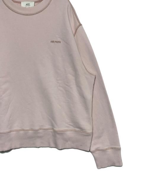 AMI Alexandre Mattiussi（アミアレクサンドルマテュッシ）AMI Alexandre Mattiussi (アミアレクサンドルマテュッシ) バックハートロゴダメージスウェット ライトピンク サイズ:Mの古着・服飾アイテム
