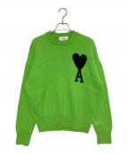 AMI Alexandre Mattiussiアミアレクサンドルマテュッシ）の古着「ハートロゴクルーネックセーター」｜黄緑