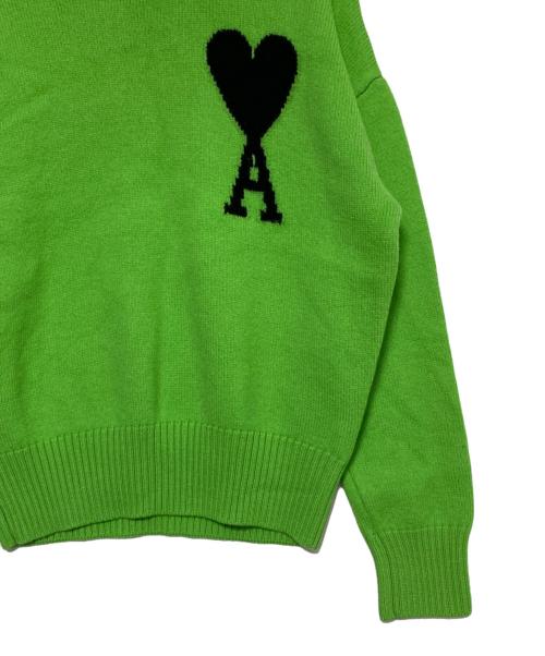 AMI Alexandre Mattiussi（アミアレクサンドルマテュッシ）AMI Alexandre Mattiussi (アミアレクサンドルマテュッシ) ハートロゴクルーネックセーター 黄緑 サイズ:XSの古着・服飾アイテム