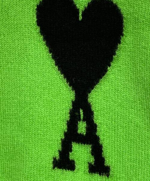 AMI Alexandre Mattiussi（アミアレクサンドルマテュッシ）AMI Alexandre Mattiussi (アミアレクサンドルマテュッシ) ハートロゴクルーネックセーター 黄緑 サイズ:XSの古着・服飾アイテム