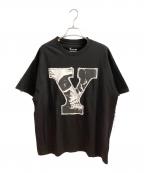 Y's for men×MASSESワイズフォーメン×マシス）の古着「COTTON SINGLE PRINT ROUND NECK SHORT SLEEVE T」｜ブラック