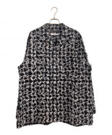 Y's for men×MASSES（ワイズフォーメン×マシス）の古着「COTTON PIGMENT PRINT OPEN COLLAR SHIRT」｜ブラック×ホワイト