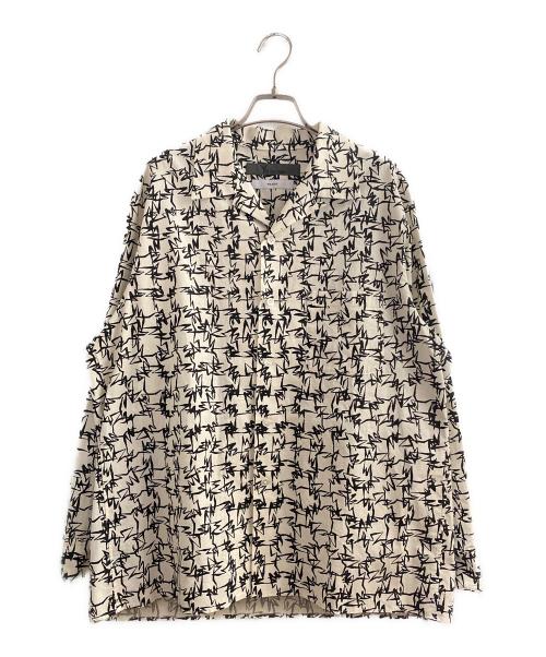 Y's for men（ワイズフォーメン）Y's for men (ワイズフォーメン) COTTON PIGMENT PRINT OPEN COLLAR SHIRT ホワイト×ブラック サイズ:3の古着・服飾アイテム