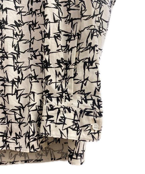 Y's for men（ワイズフォーメン）Y's for men (ワイズフォーメン) COTTON PIGMENT PRINT OPEN COLLAR SHIRT ホワイト×ブラック サイズ:3の古着・服飾アイテム