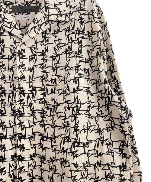 Y's for men（ワイズフォーメン）Y's for men (ワイズフォーメン) COTTON PIGMENT PRINT OPEN COLLAR SHIRT ホワイト×ブラック サイズ:3の古着・服飾アイテム