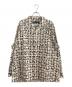 Y's for men（ワイズフォーメン）の古着「COTTON PIGMENT PRINT OPEN COLLAR SHIRT」｜ホワイト×ブラック