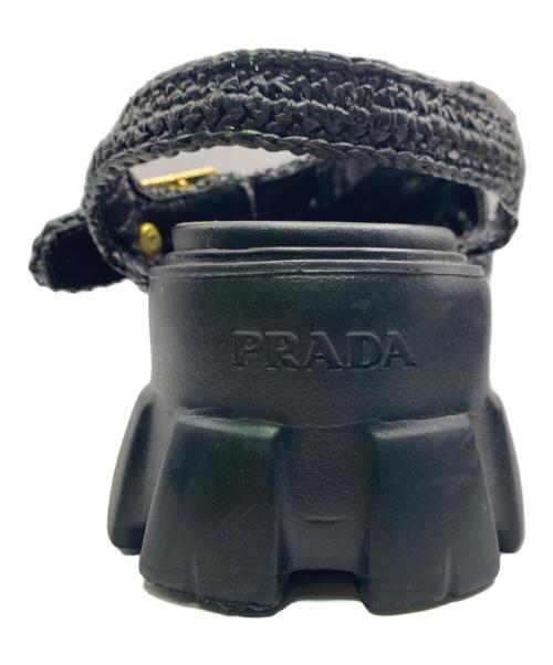 PRADA（プラダ）PRADA (プラダ) ケージサンダル モノリス クロシェ ブラック サイズ:36の古着・服飾アイテム