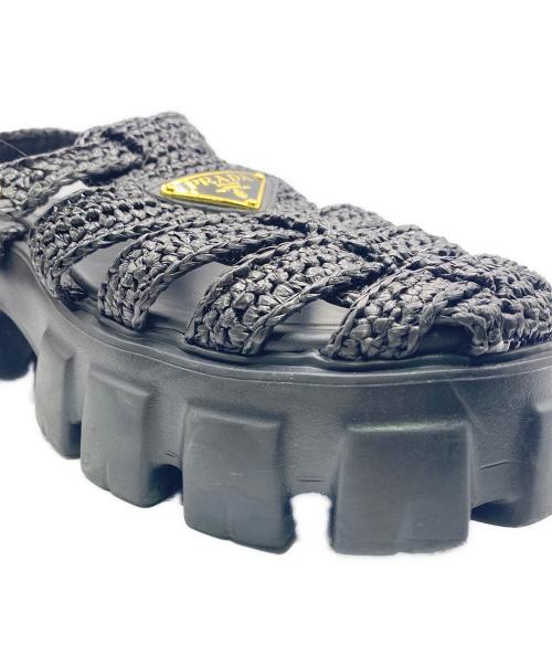 PRADA（プラダ）PRADA (プラダ) ケージサンダル モノリス クロシェ ブラック サイズ:36の古着・服飾アイテム