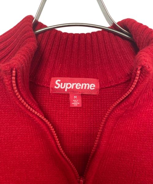 SUPREME（シュプリーム）Supreme (シュプリーム) Script Stripe Half Zip Sweater レッド サイズ:Mの古着・服飾アイテム