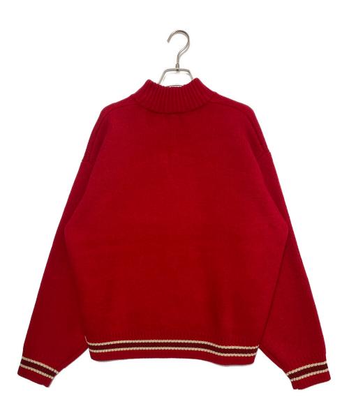 SUPREME（シュプリーム）Supreme (シュプリーム) Script Stripe Half Zip Sweater レッド サイズ:Mの古着・服飾アイテム