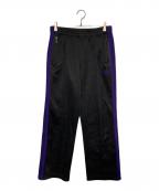 Needles×DC SHOESニードルズ×ディーシーシューズ）の古着「Track Pant Poly Smooth/Printed」｜ブラック×パープル