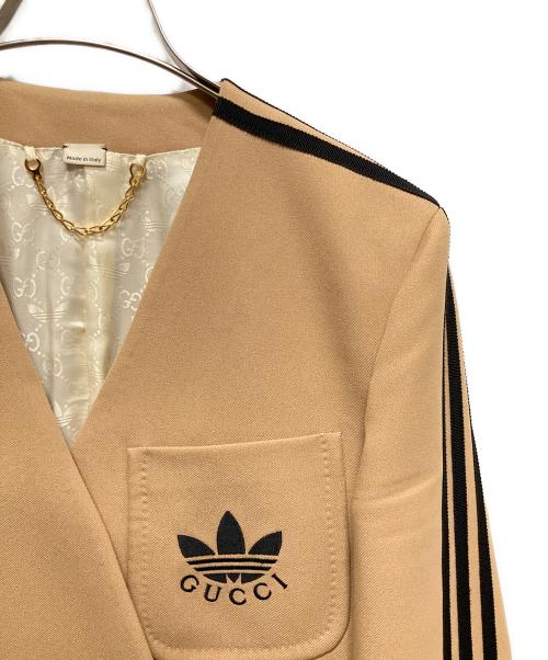 GUCCI（グッチ）GUCCI (グッチ) adidas (アディダス) Tailored Jacket/テーラードジャケット ブラウン×ブラック サイズ:40の古着・服飾アイテム