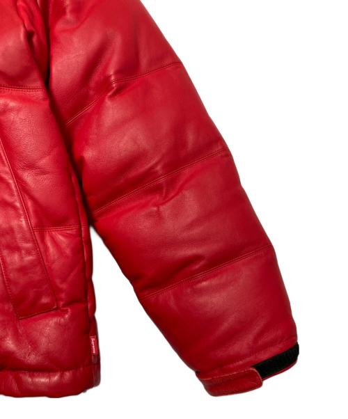 SUPREME（シュプリーム）Supreme (シュプリーム) THE NORTH FACE (ザ ノース フェイス) Leather Nuptse Jacket ブラック×レッド サイズ:Sの古着・服飾アイテム