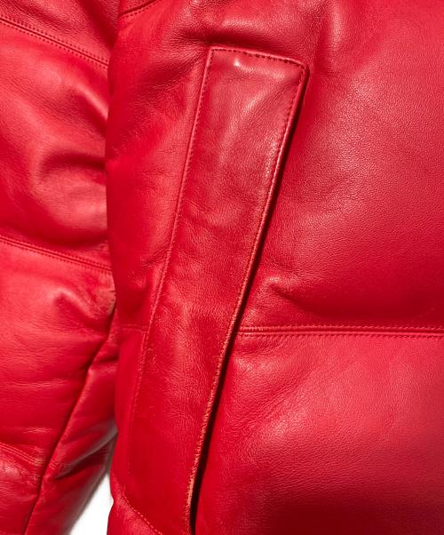 SUPREME（シュプリーム）Supreme (シュプリーム) THE NORTH FACE (ザ ノース フェイス) Leather Nuptse Jacket ブラック×レッド サイズ:Sの古着・服飾アイテム