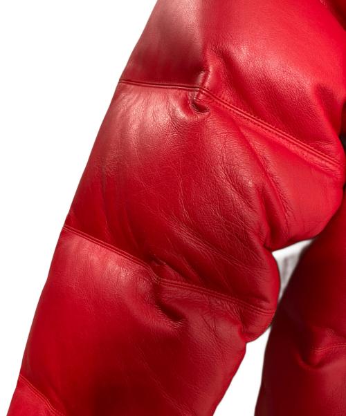 SUPREME（シュプリーム）Supreme (シュプリーム) THE NORTH FACE (ザ ノース フェイス) Leather Nuptse Jacket ブラック×レッド サイズ:Sの古着・服飾アイテム