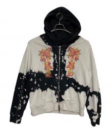 AMIRI（アミリ）の古着「Bleached Dragon Zip Hoodie」｜ブラック×ホワイト