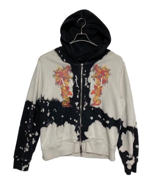 AMIRI（アミリ）AMIRI (アミリ) Bleached Dragon Zip Hoodie ブラック×ホワイト サイズ:38の古着・服飾アイテム