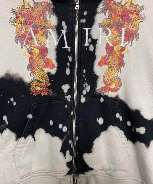 AMIRI（アミリ）AMIRI (アミリ) Bleached Dragon Zip Hoodie ブラック×ホワイト サイズ:38の古着・服飾アイテム