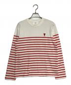 AMI Alexandre Mattiussiアミアレクサンドルマテュッシ）の古着「ハートロゴ長袖Tシャツ」｜ホワイト×レッド