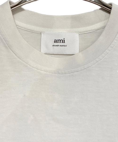 AMI Alexandre Mattiussi（アミアレクサンドルマテュッシ）AMI Alexandre Mattiussi (アミアレクサンドルマテュッシ) ハートロゴ長袖Tシャツ ホワイト×ネイビー サイズ:XSの古着・服飾アイテム