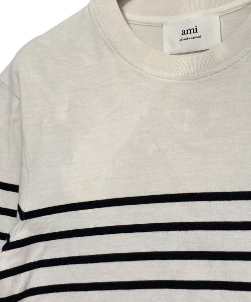 AMI Alexandre Mattiussi（アミアレクサンドルマテュッシ）AMI Alexandre Mattiussi (アミアレクサンドルマテュッシ) ハートロゴ長袖Tシャツ ホワイト×ネイビー サイズ:XSの古着・服飾アイテム