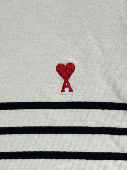 AMI Alexandre Mattiussi（アミアレクサンドルマテュッシ）AMI Alexandre Mattiussi (アミアレクサンドルマテュッシ) ハートロゴ長袖Tシャツ ホワイト×ネイビー サイズ:XSの古着・服飾アイテム