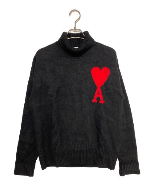 AMI Alexandre Mattiussi（アミアレクサンドルマテュッシ）AMI Alexandre Mattiussi (アミアレクサンドルマテュッシ) ハートロゴタートルネックセーター ブラック サイズ:XSの古着・服飾アイテム