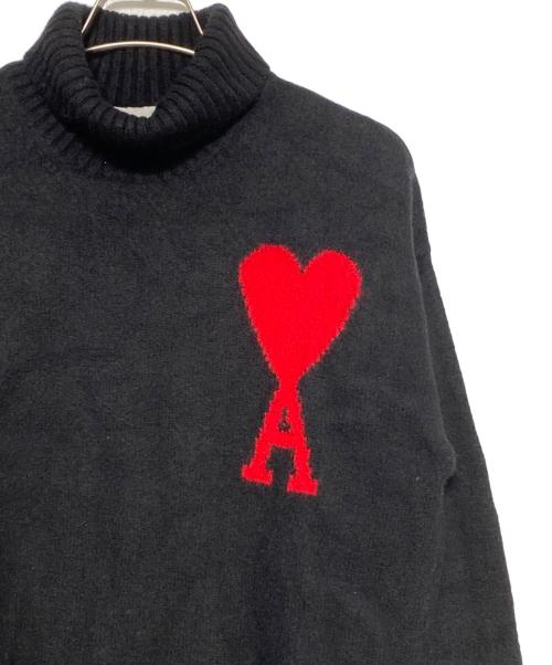 AMI Alexandre Mattiussi（アミアレクサンドルマテュッシ）AMI Alexandre Mattiussi (アミアレクサンドルマテュッシ) ハートロゴタートルネックセーター ブラック サイズ:XSの古着・服飾アイテム