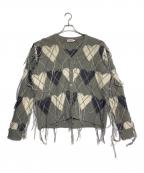 CHARLES JEFFREY LOVERBOYチャールズ ジェフリー ラバーボーイ）の古着「Argyle knit cardigan」｜ライトグレー