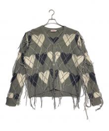 CHARLES JEFFREY LOVERBOY（チャールズ ジェフリー ラバーボーイ）の古着「Argyle knit cardigan」｜ライトグレー