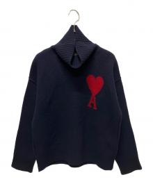 AMI Alexandre Mattiussi（アミアレクサンドルマテュッシ）の古着「ハートロゴタートルネックセーター　UKS406.018」｜ネイビー