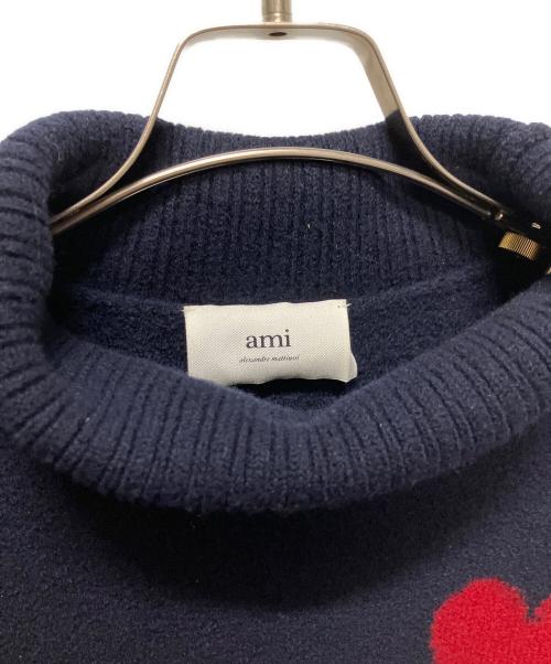 AMI Alexandre Mattiussi（アミアレクサンドルマテュッシ）AMI Alexandre Mattiussi (アミアレクサンドルマテュッシ) ハートロゴタートルネックセーター　UKS406.018 ネイビー サイズ:Ｍの古着・服飾アイテム
